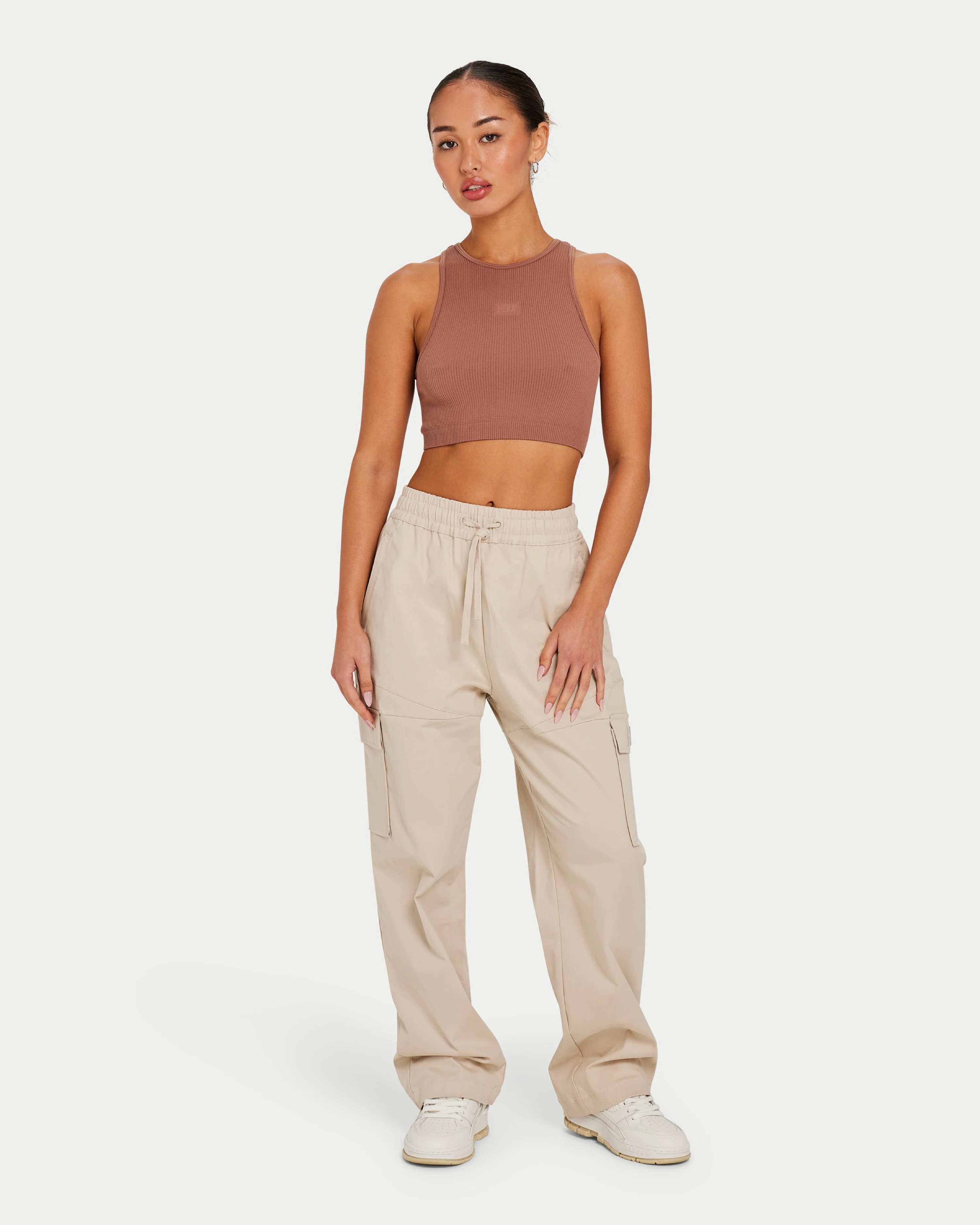 Womens Ribbed Base Racer Crop Top - Image 3