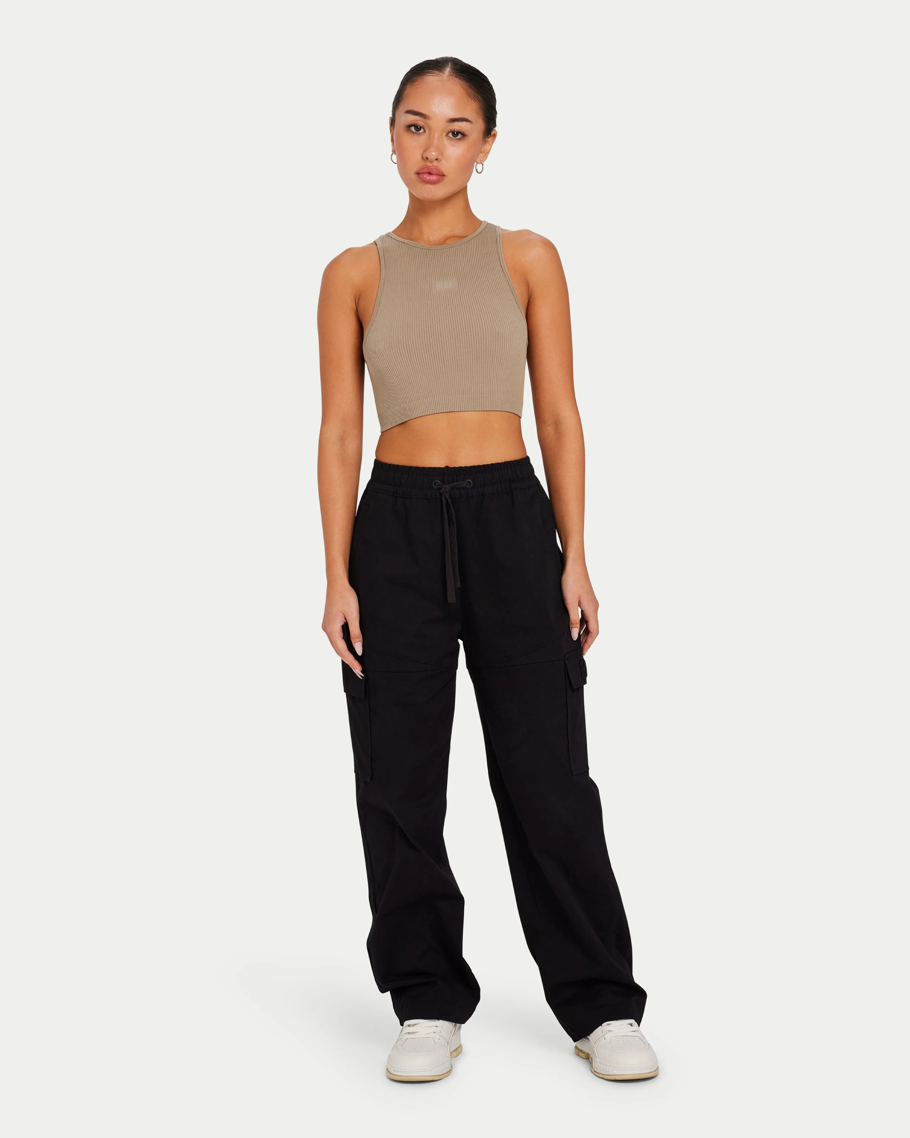 Womens Ribbed Base Racer Crop Top - Image 3