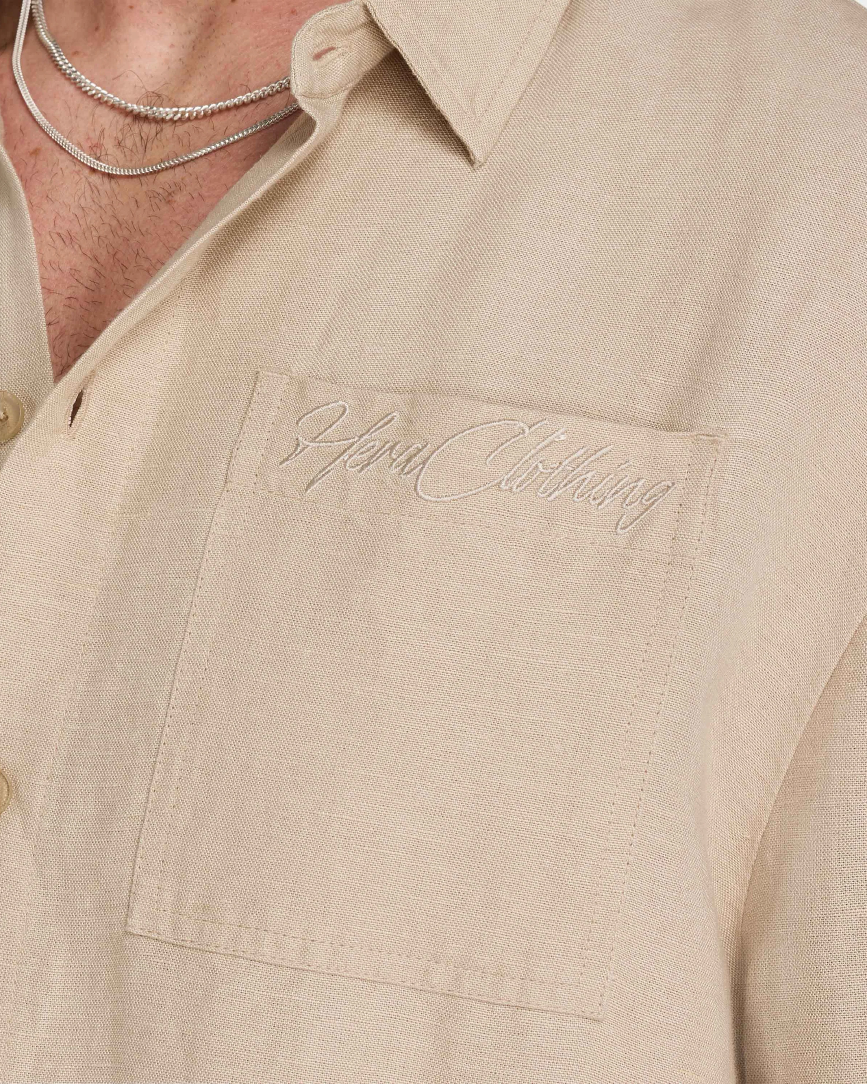 Mens Linen Short Sleeve Shirt - Image 5