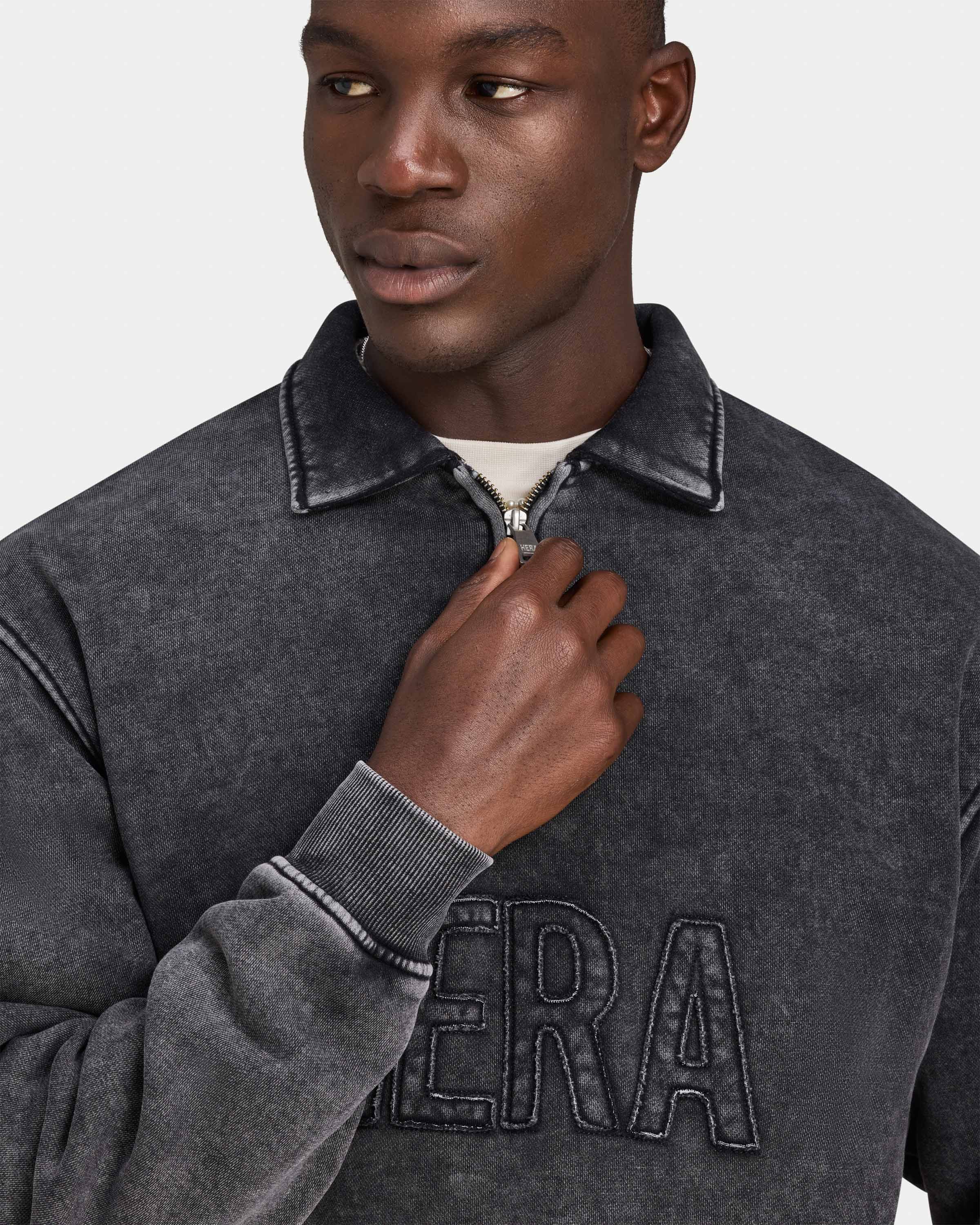 Mens Signature Washed Oversized 1/4 Zip Sweatshirt - Image 6