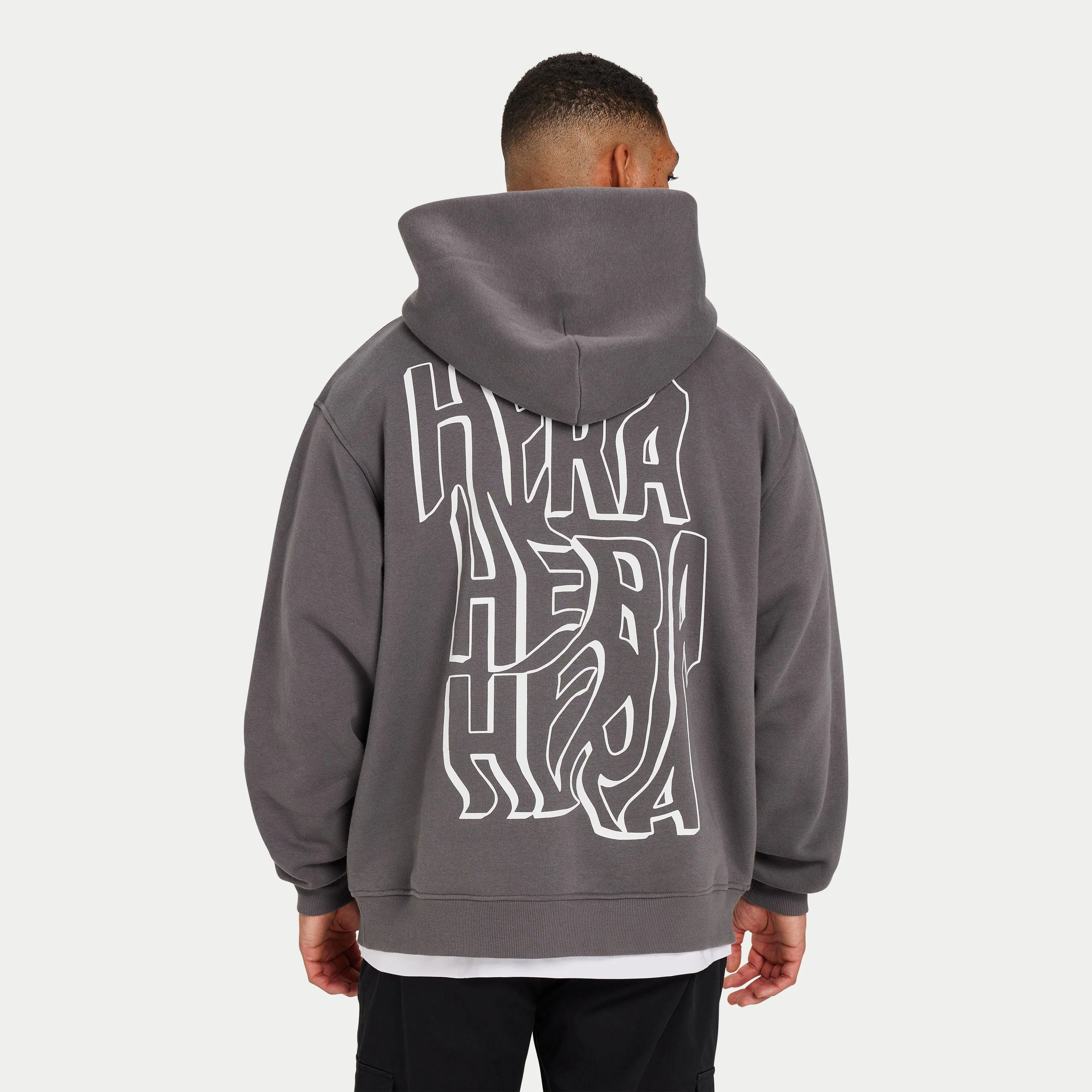 REWEAR Graffiti Oversized Hoodie - Charcoal Grey