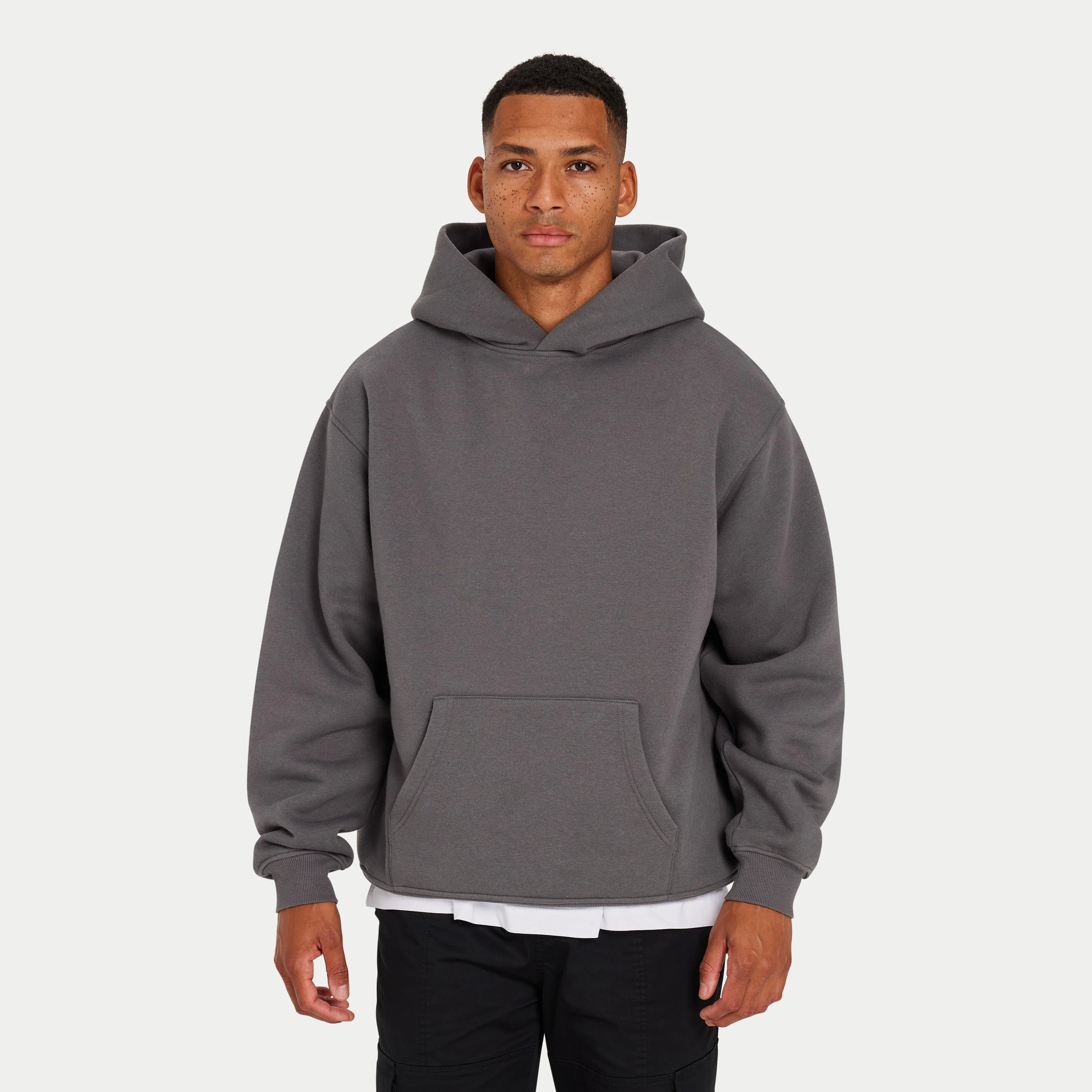 REWEAR Graffiti Oversized Hoodie - Charcoal Grey - Image 2