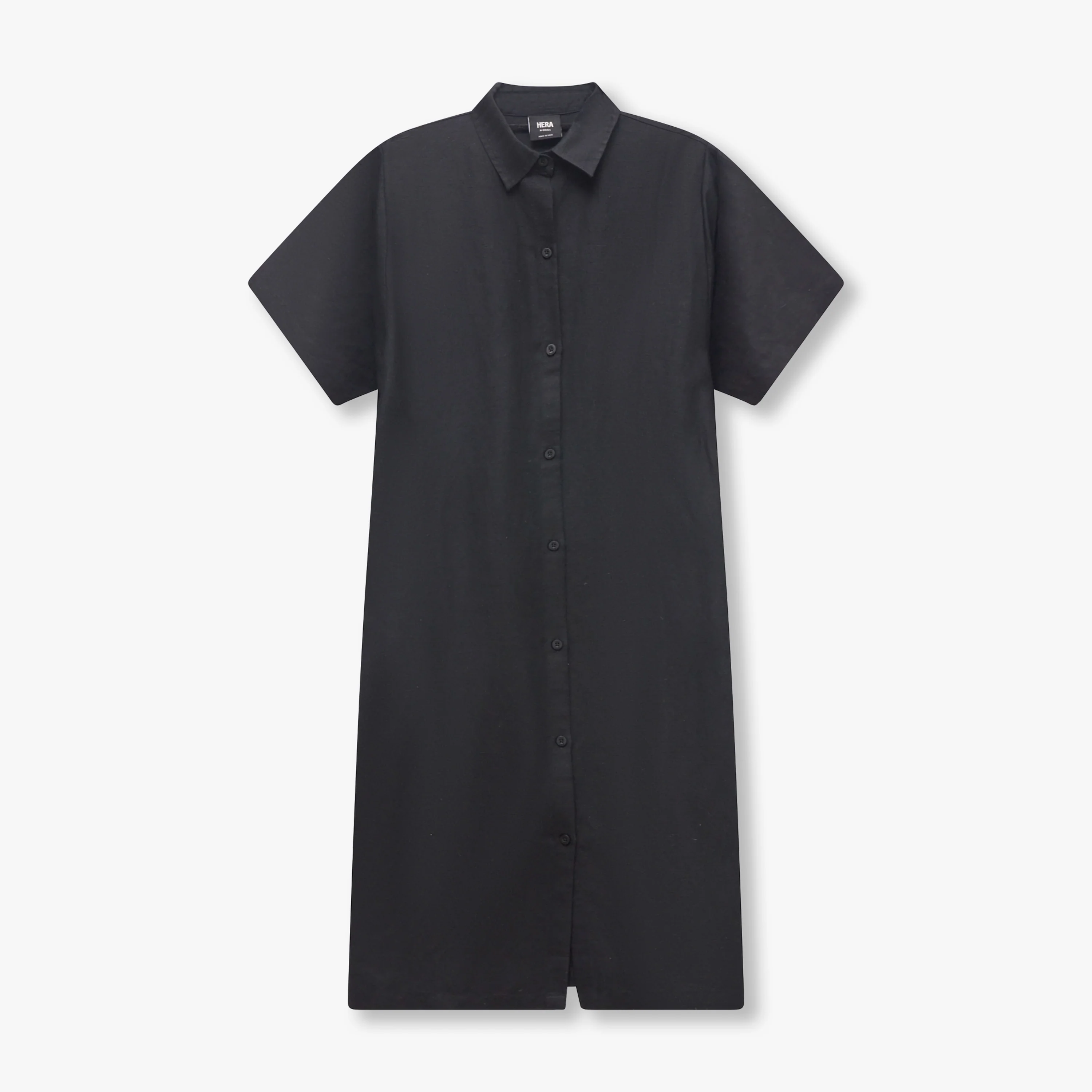REWEAR Linen Mix Shirt Dress - Black