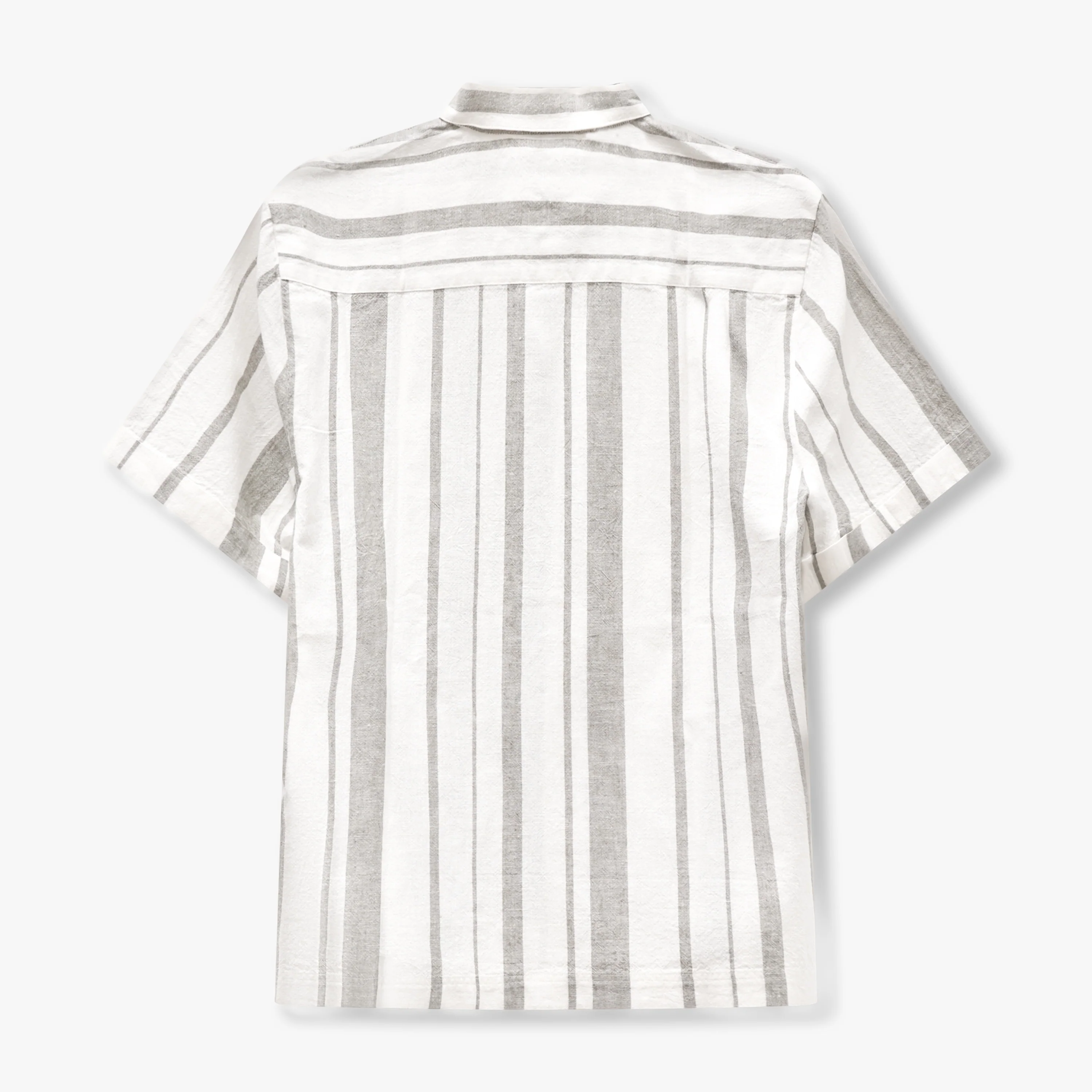 REWEAR Linen Mix Shirt - Off White & Grey Green Stripe - Image 2
