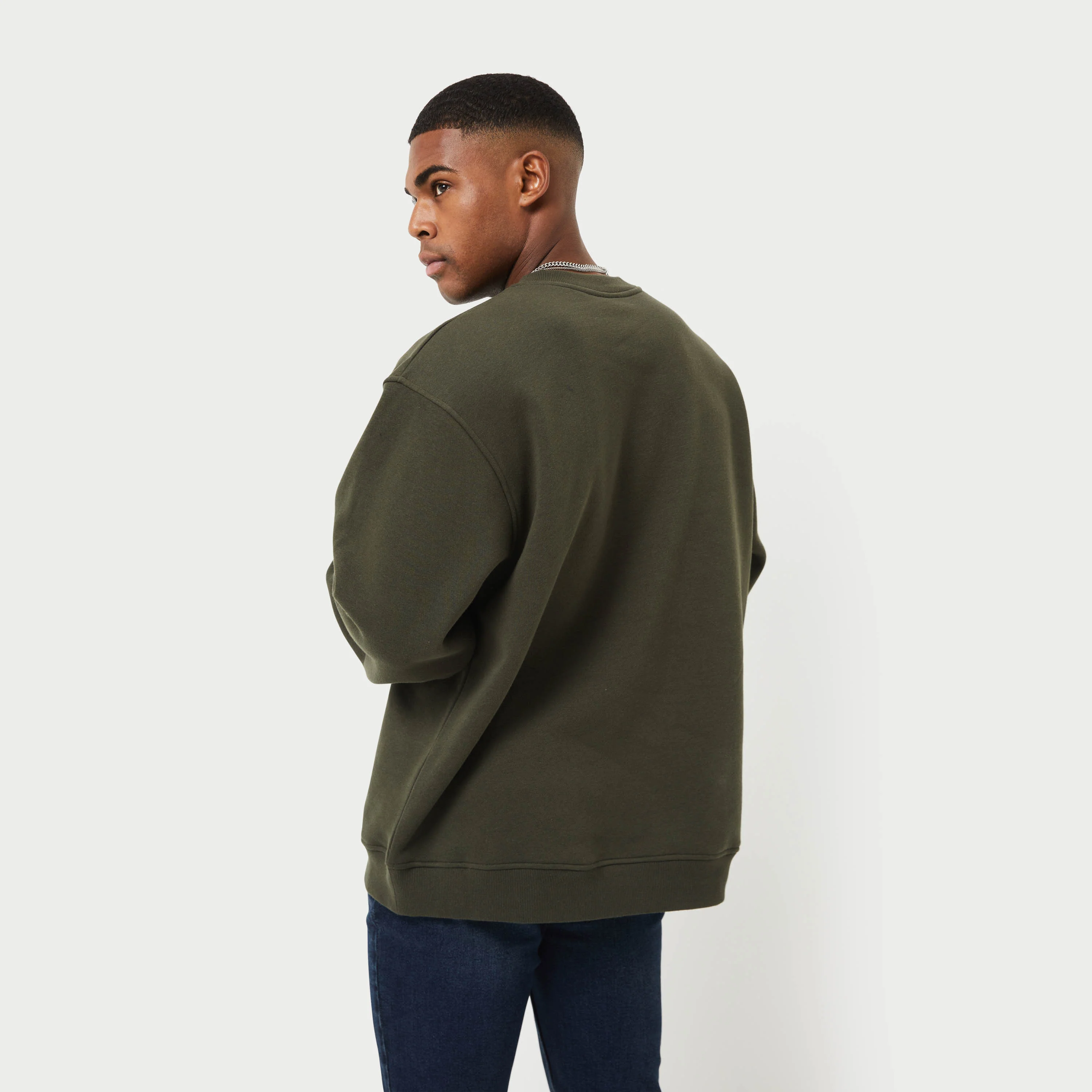 REWEAR Mens Label Sweatshirt - Dark Khaki - Image 2