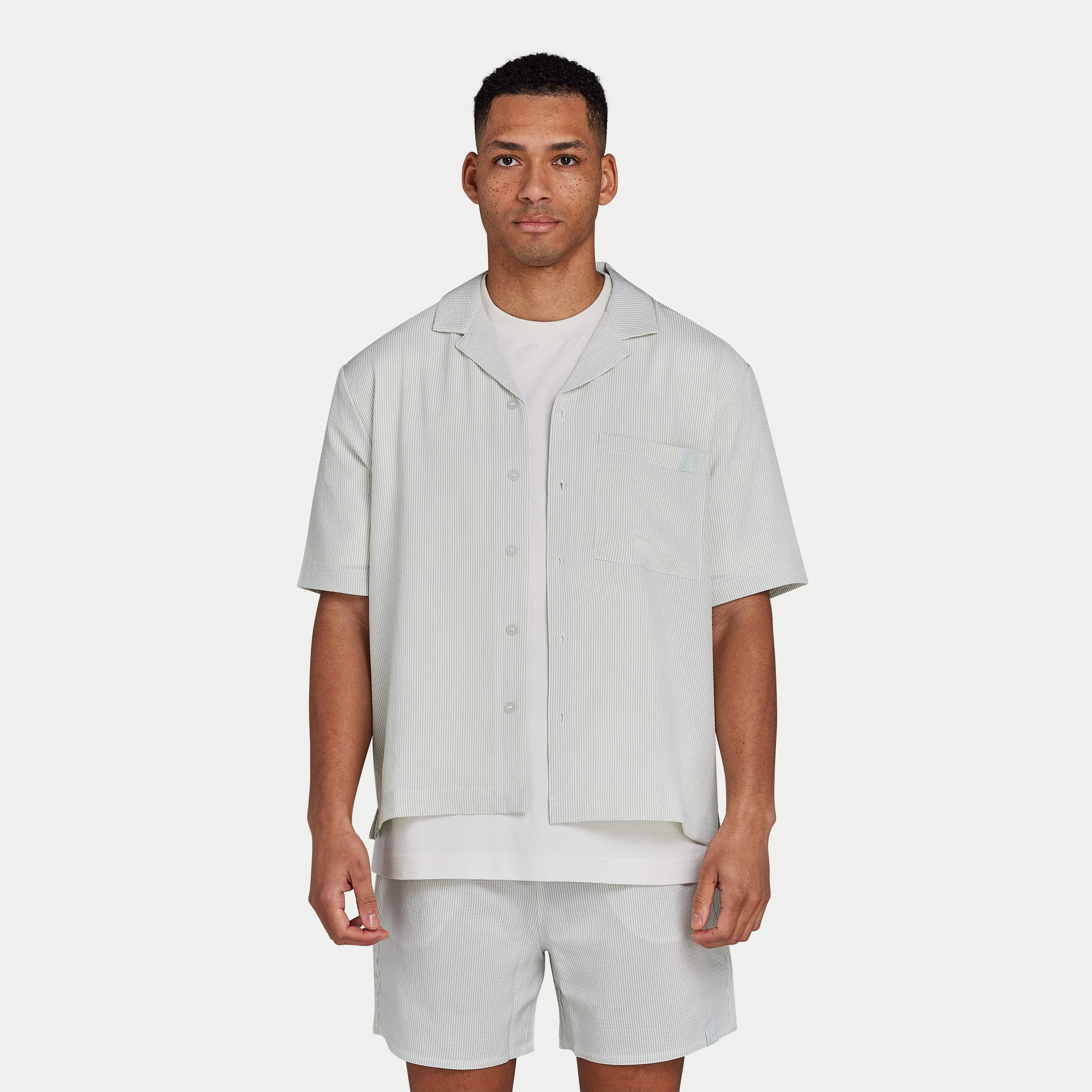 REWEAR Seersucker Shirt - Cactus Green