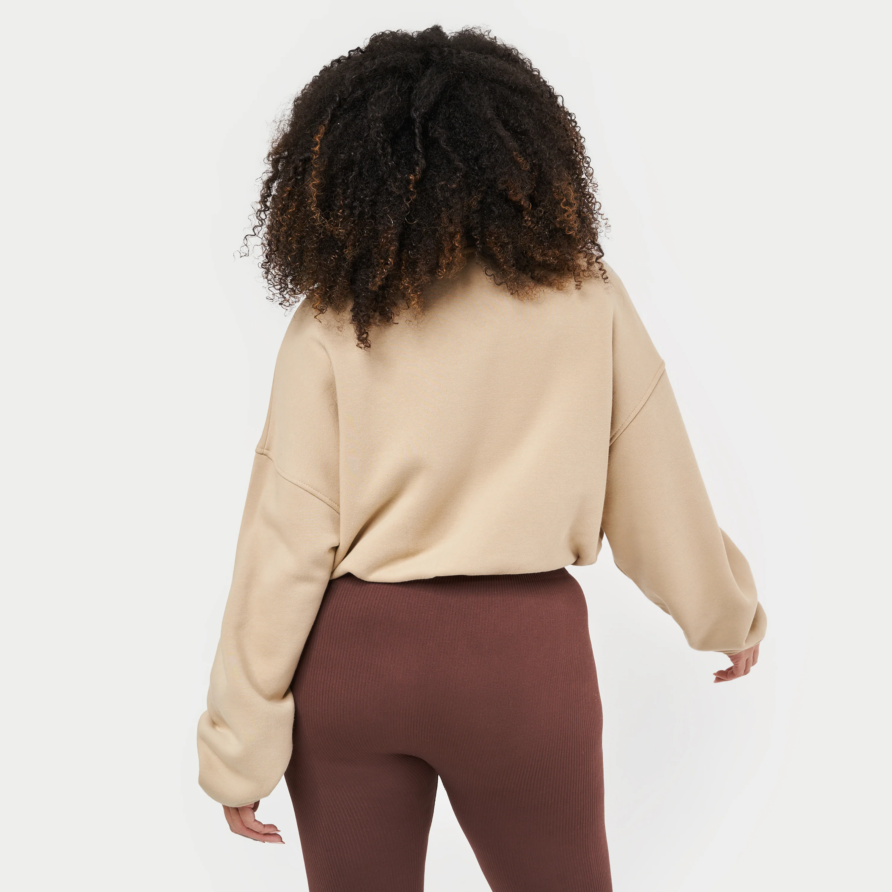 REWEAR Womens Collective Cropped Sweatshirt - Beige Cream - Image 2