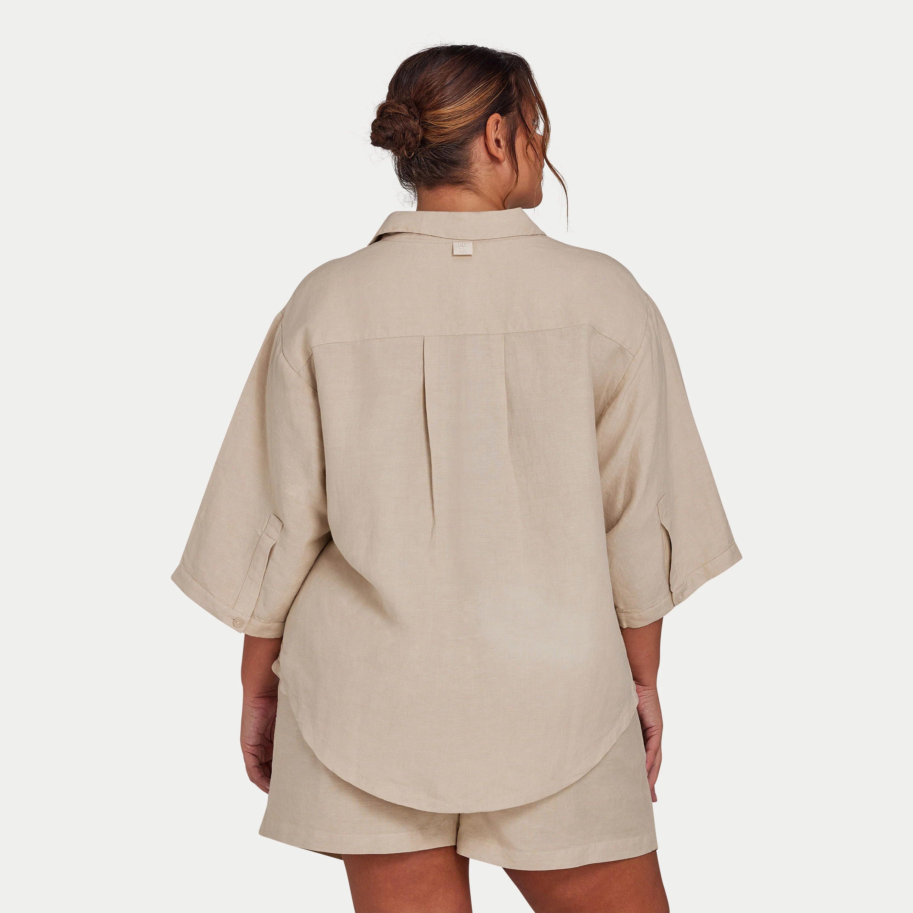 REWEAR Womens Linen Mix Shirt - Oatmeal - Image 2