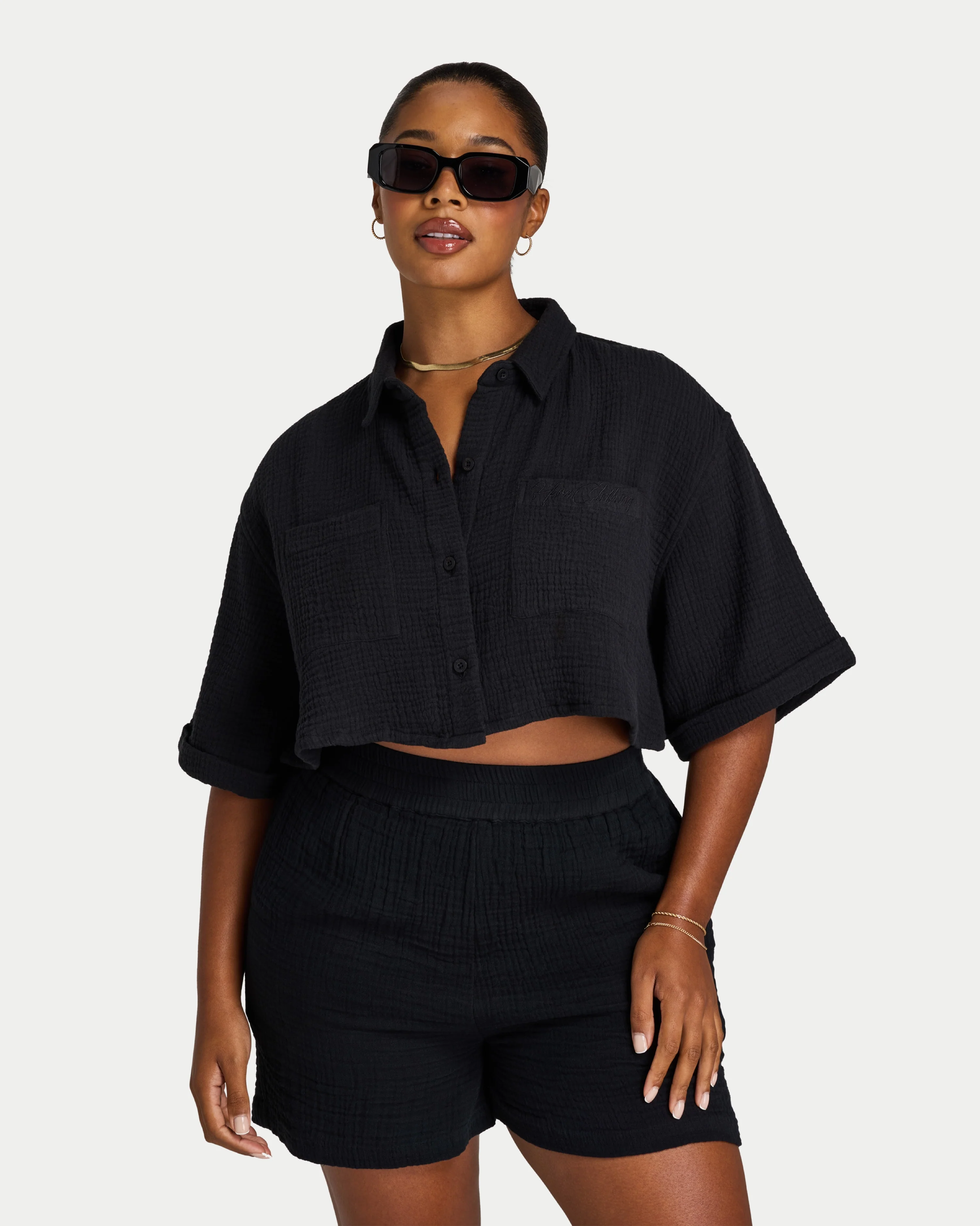 REWEAR Womens Resort Cropped Shirt