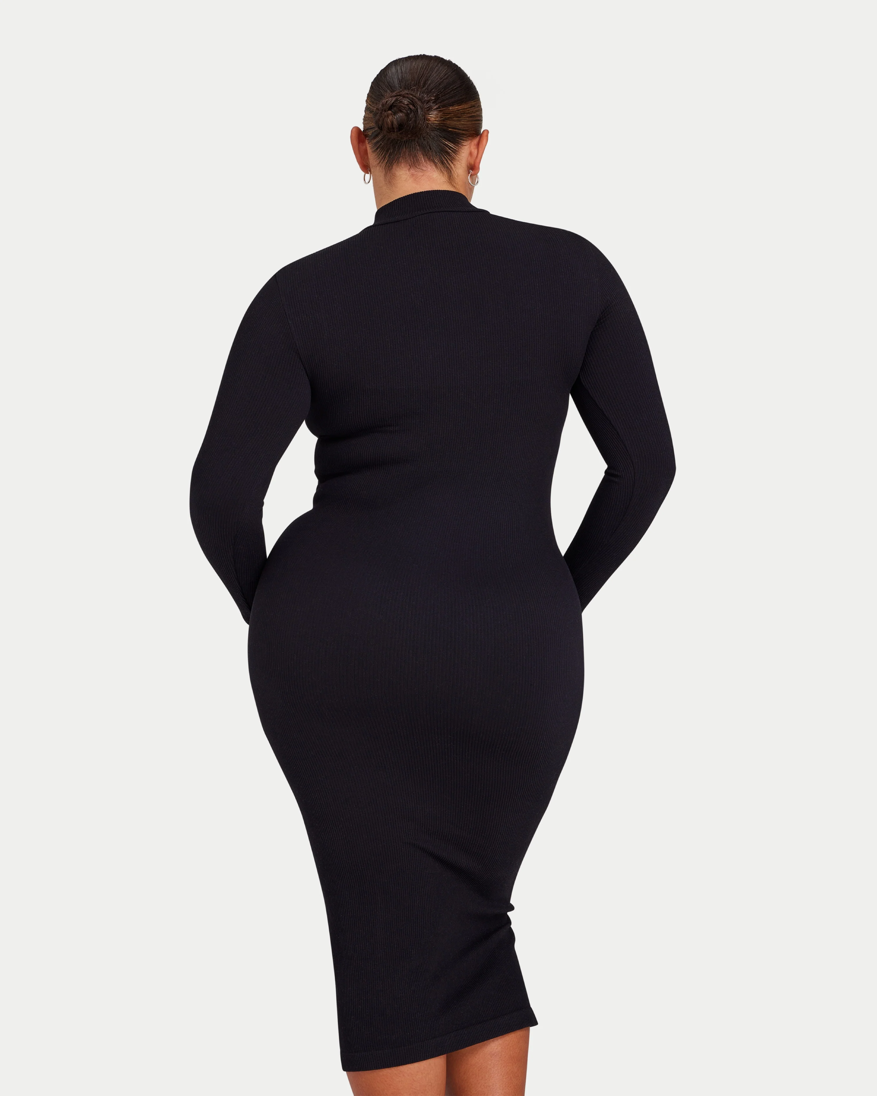 REWEAR Womens Ribbed Base Long Sleeve Midi Dress - Image 2