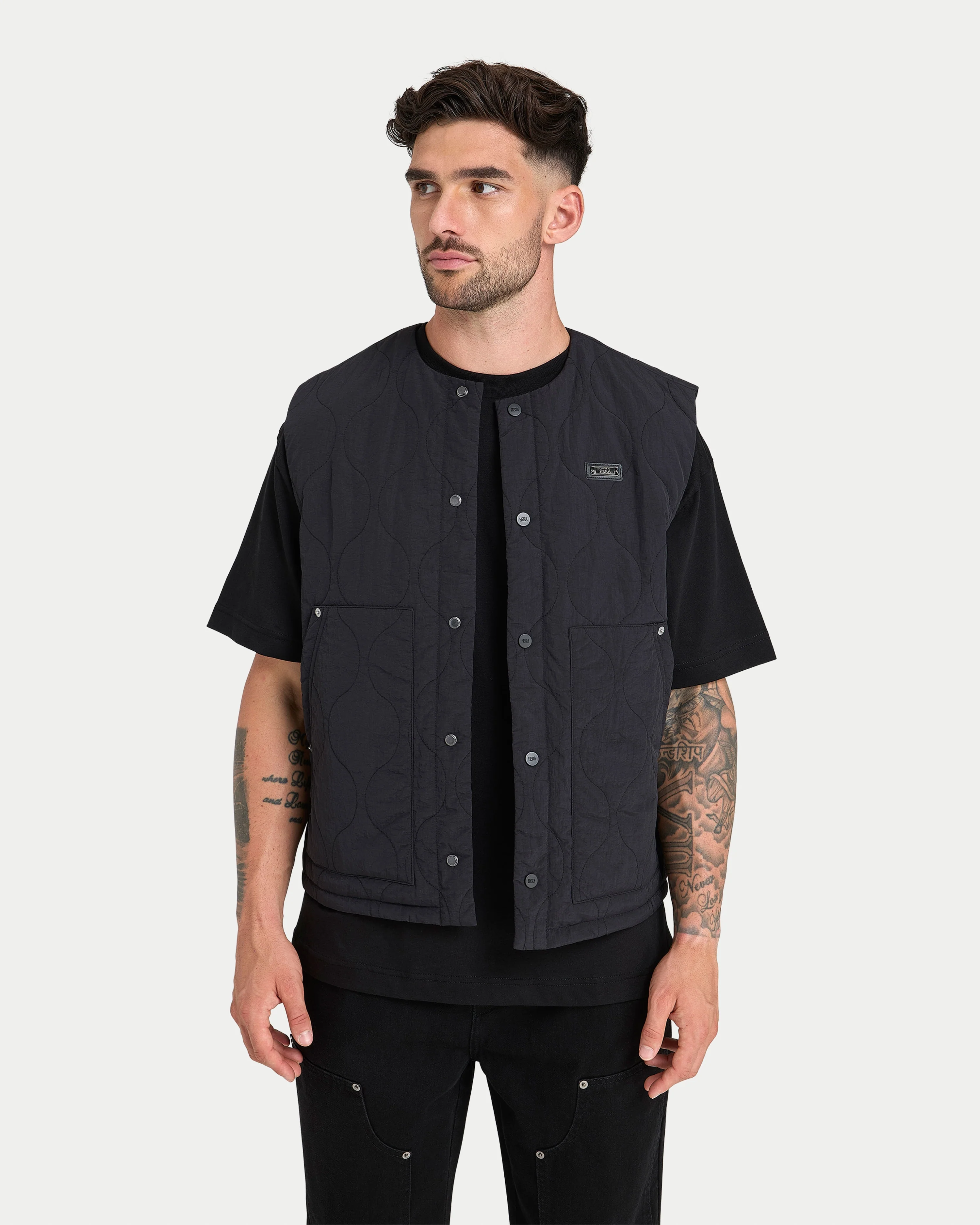 Mens Quilted Utility Gilet - Image 5