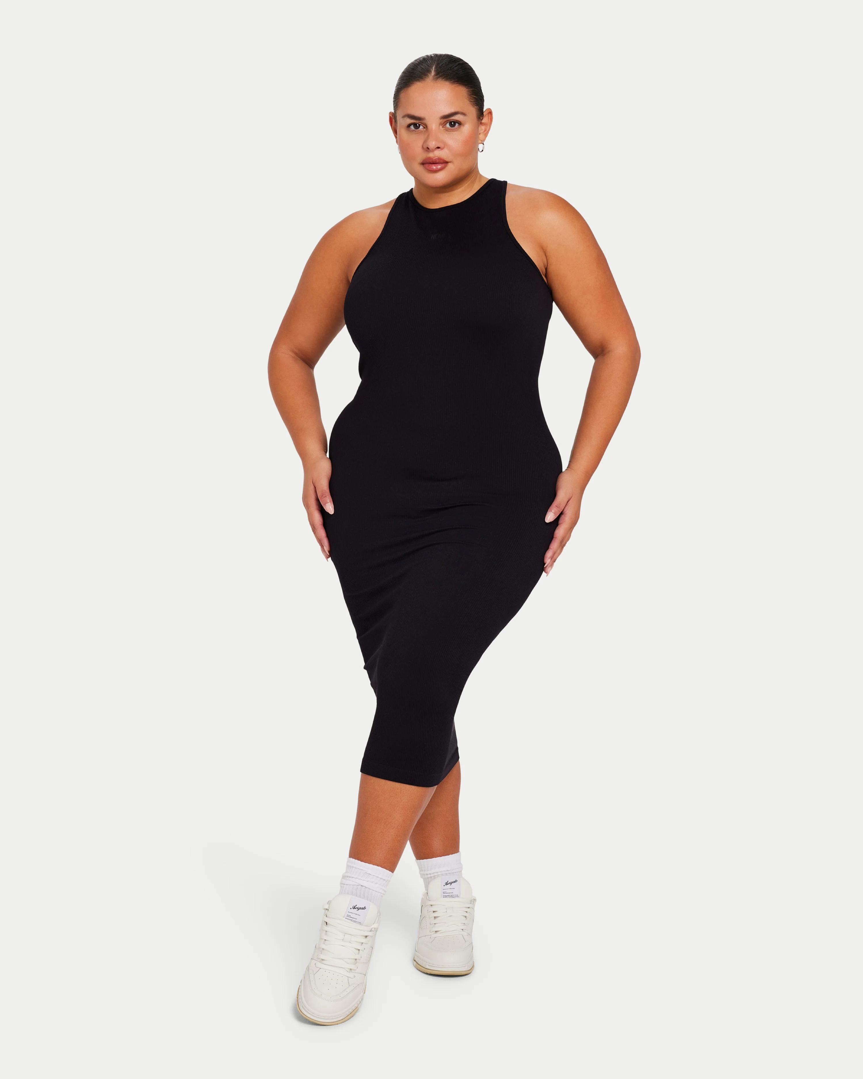 Womens Ribbed Base Racer Midi Dress - Image 3
