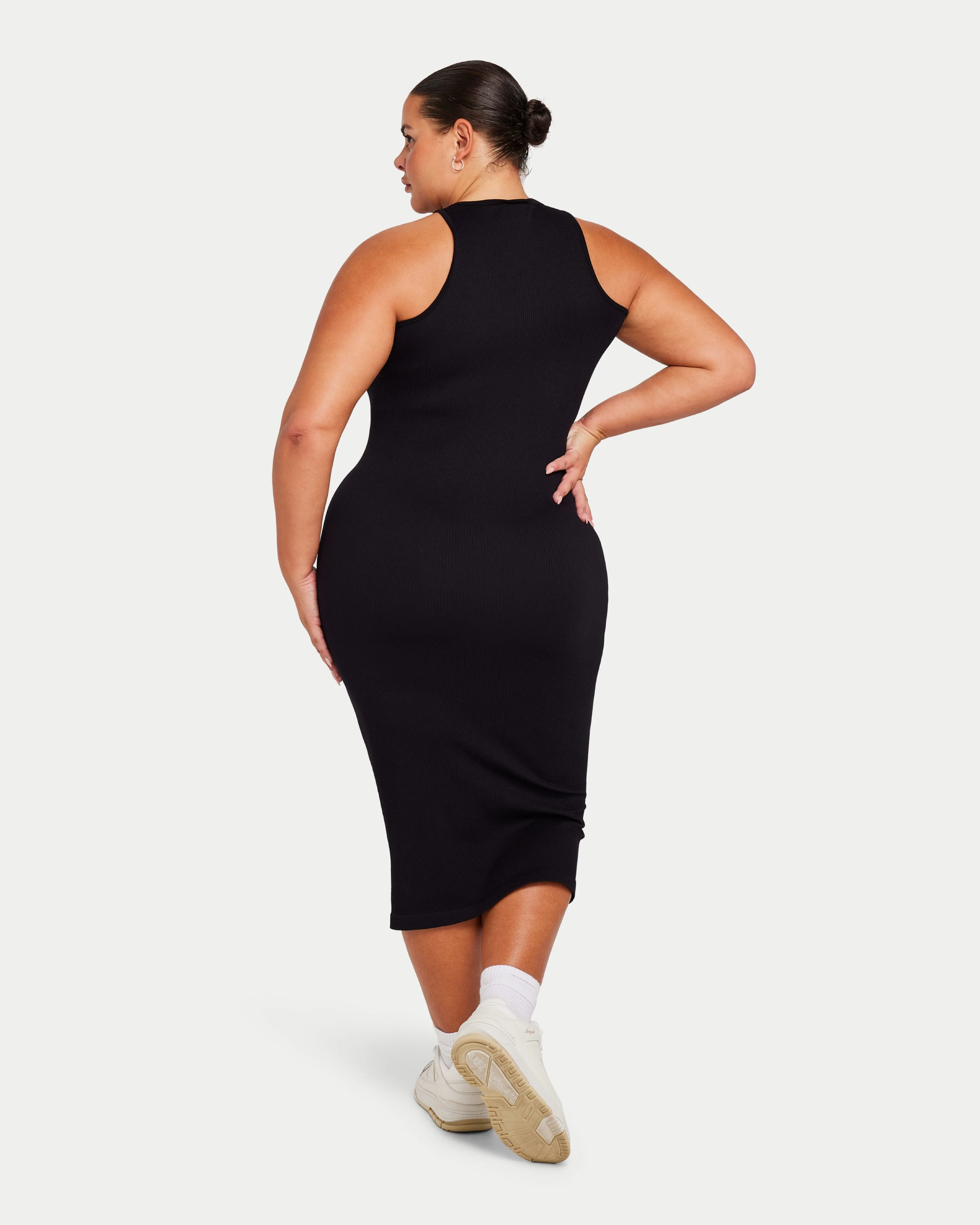 Womens Ribbed Base Racer Midi Dress - Image 4