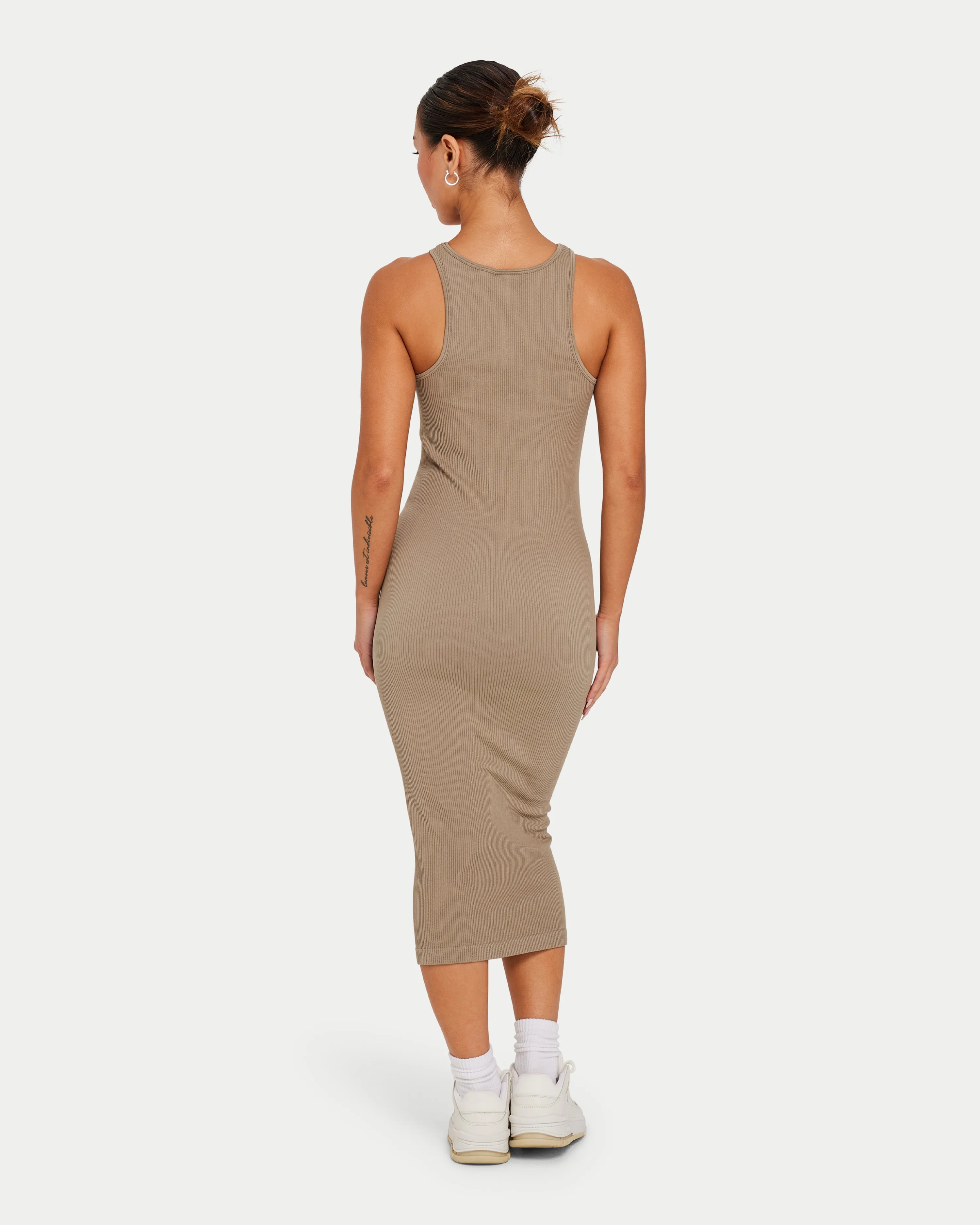 Womens Ribbed Base Racer Midi Dress - Image 4