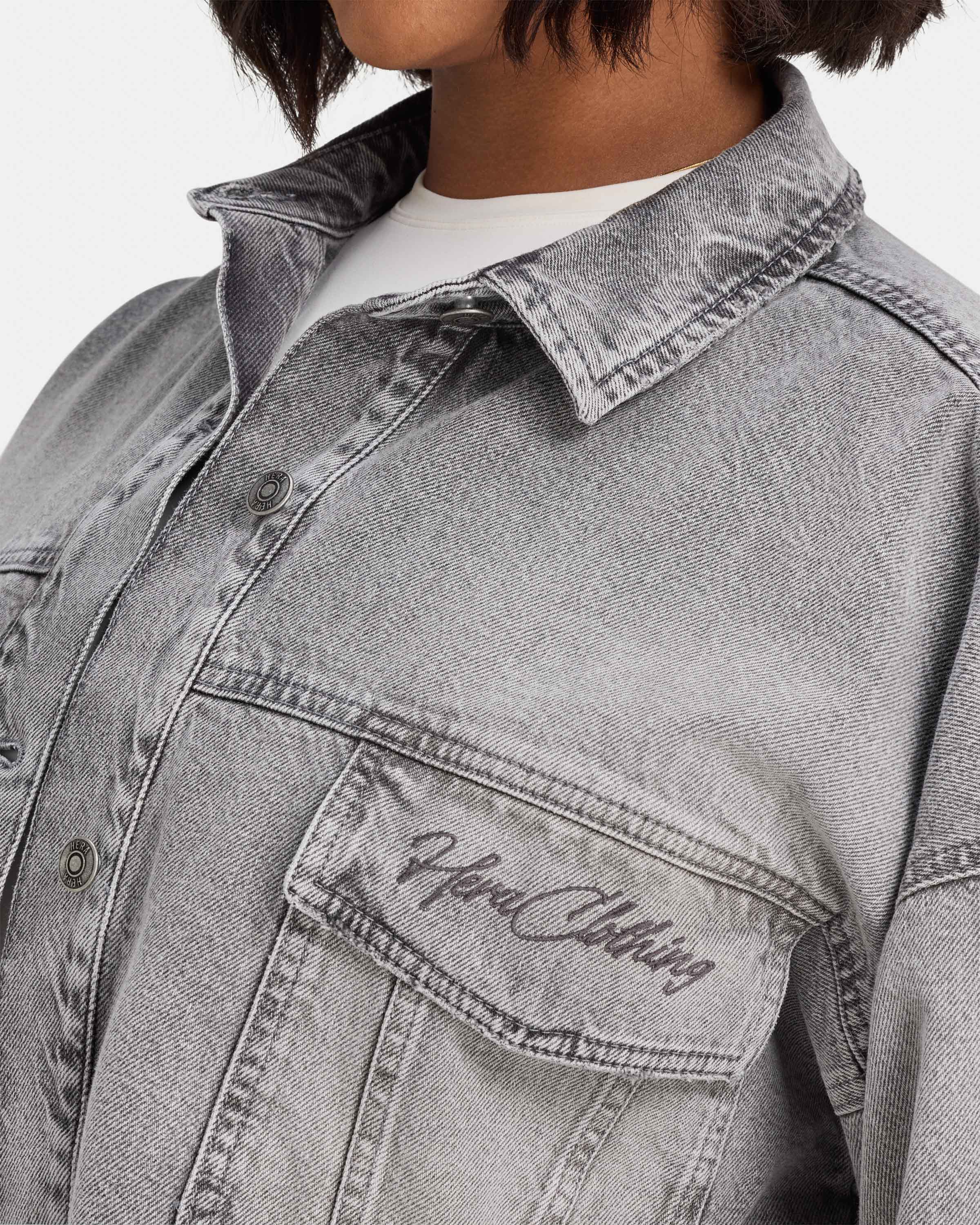 Womens Cropped Denim Jacket - Image 6