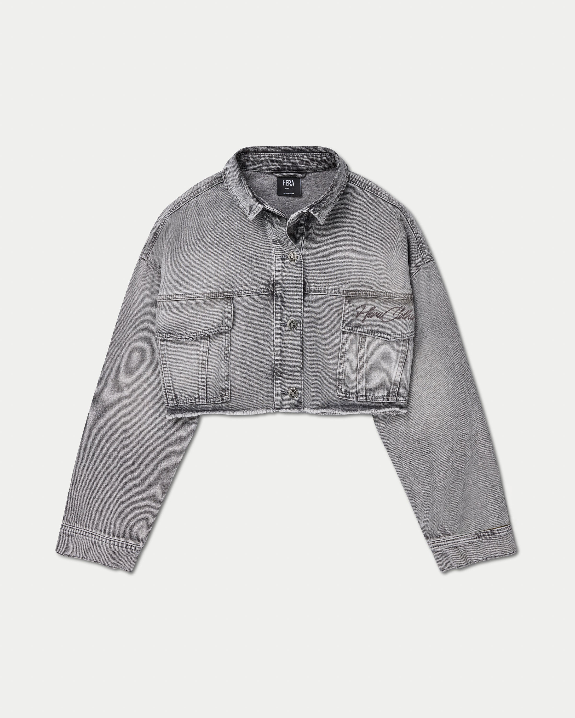 Womens Cropped Denim Jacket - Image 8