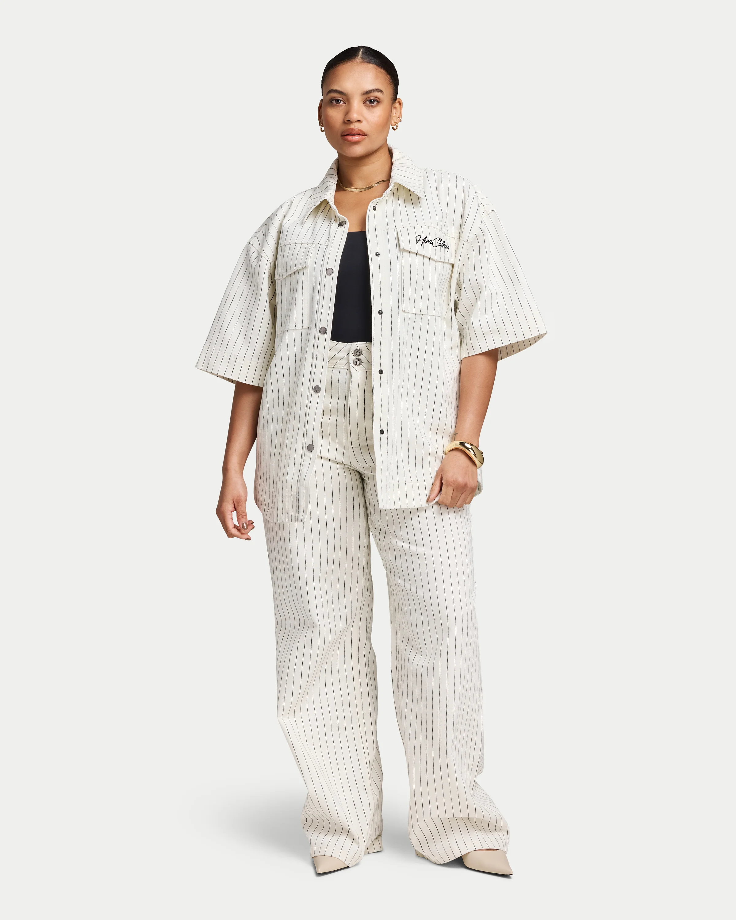 Womens Denim Short Sleeve Shirt - Image 3