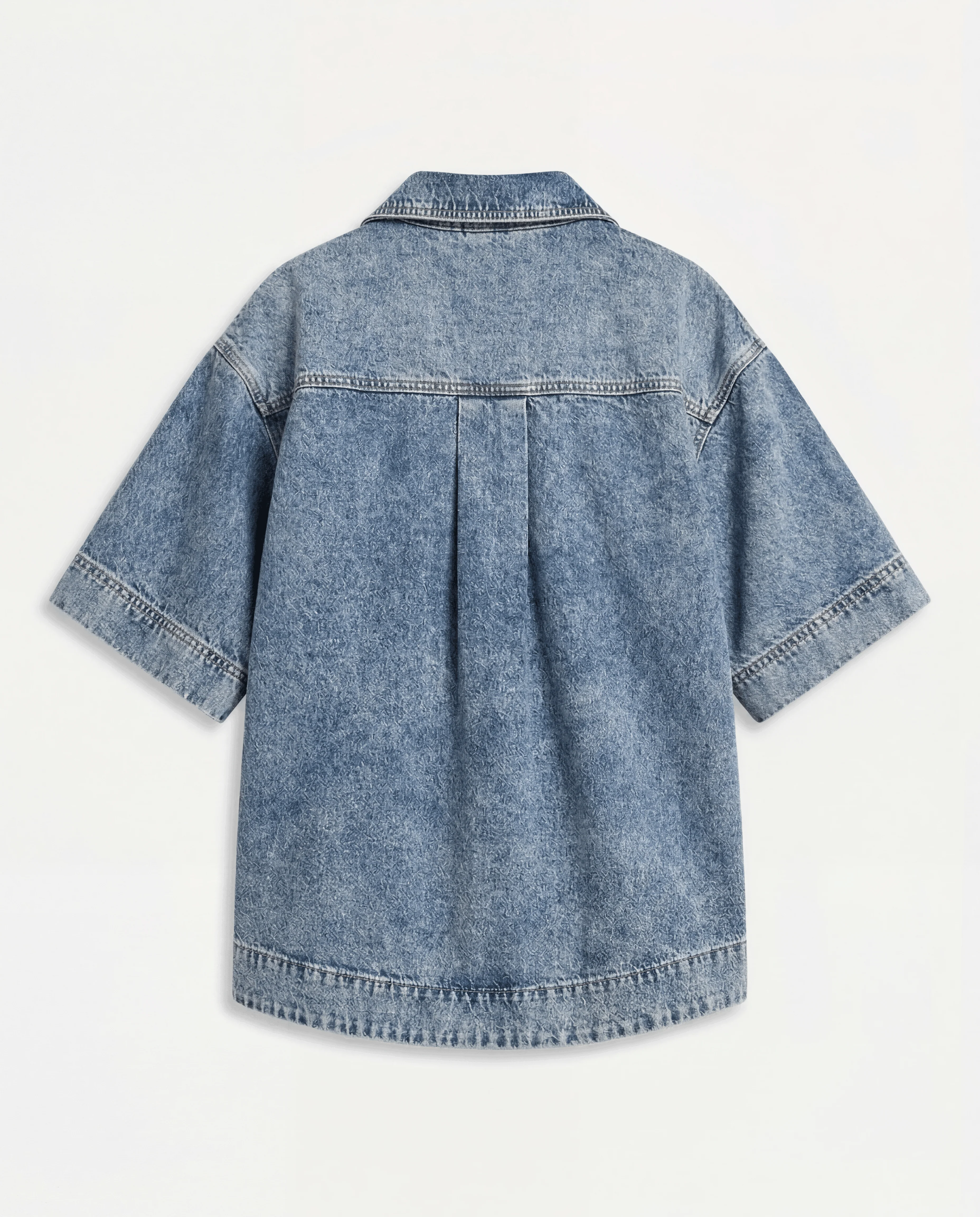 Womens Denim Short Sleeve Shirt - Image 10