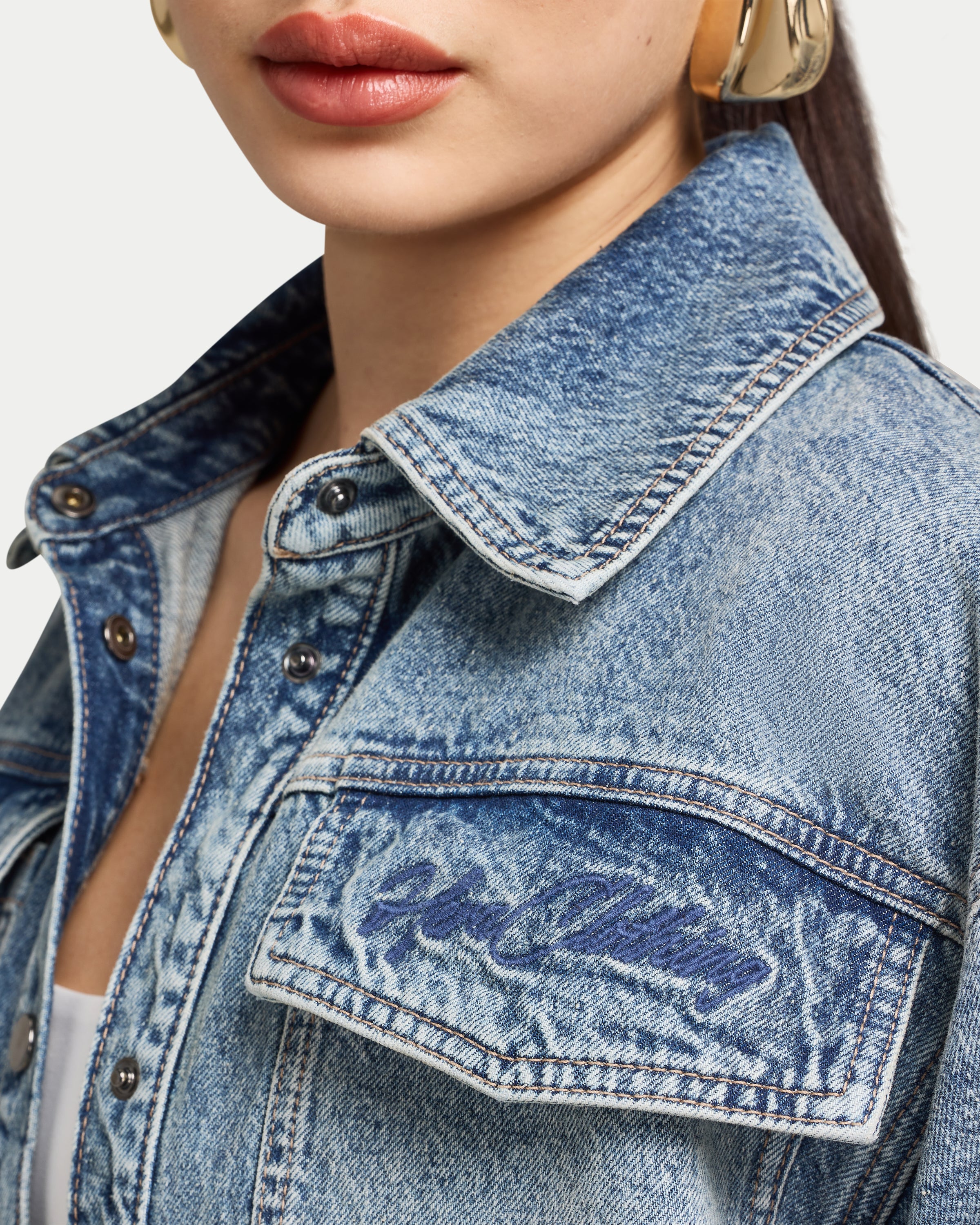 Womens Denim Short Sleeve Shirt - Image 6