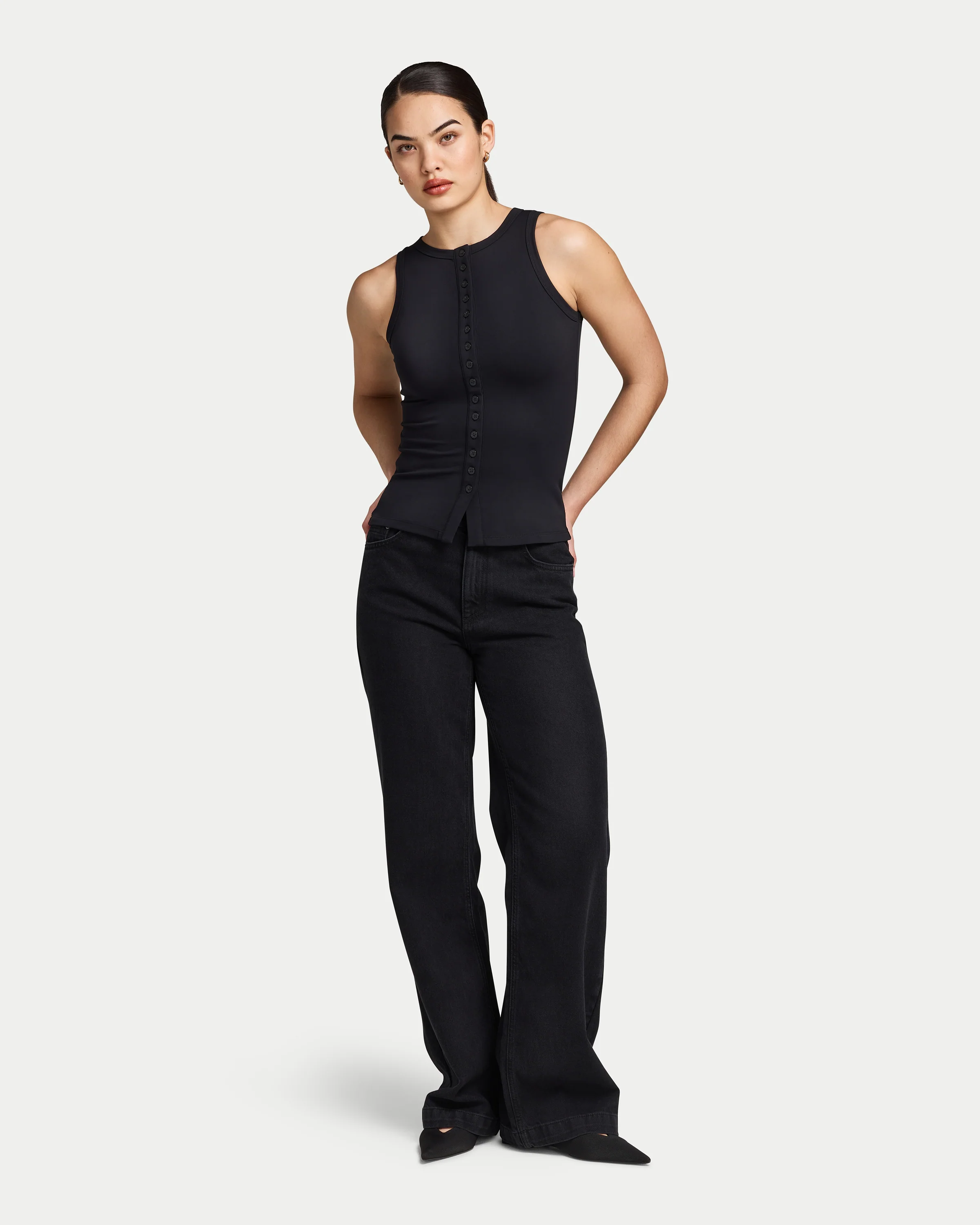 Womens Essentials Button Top - Image 3