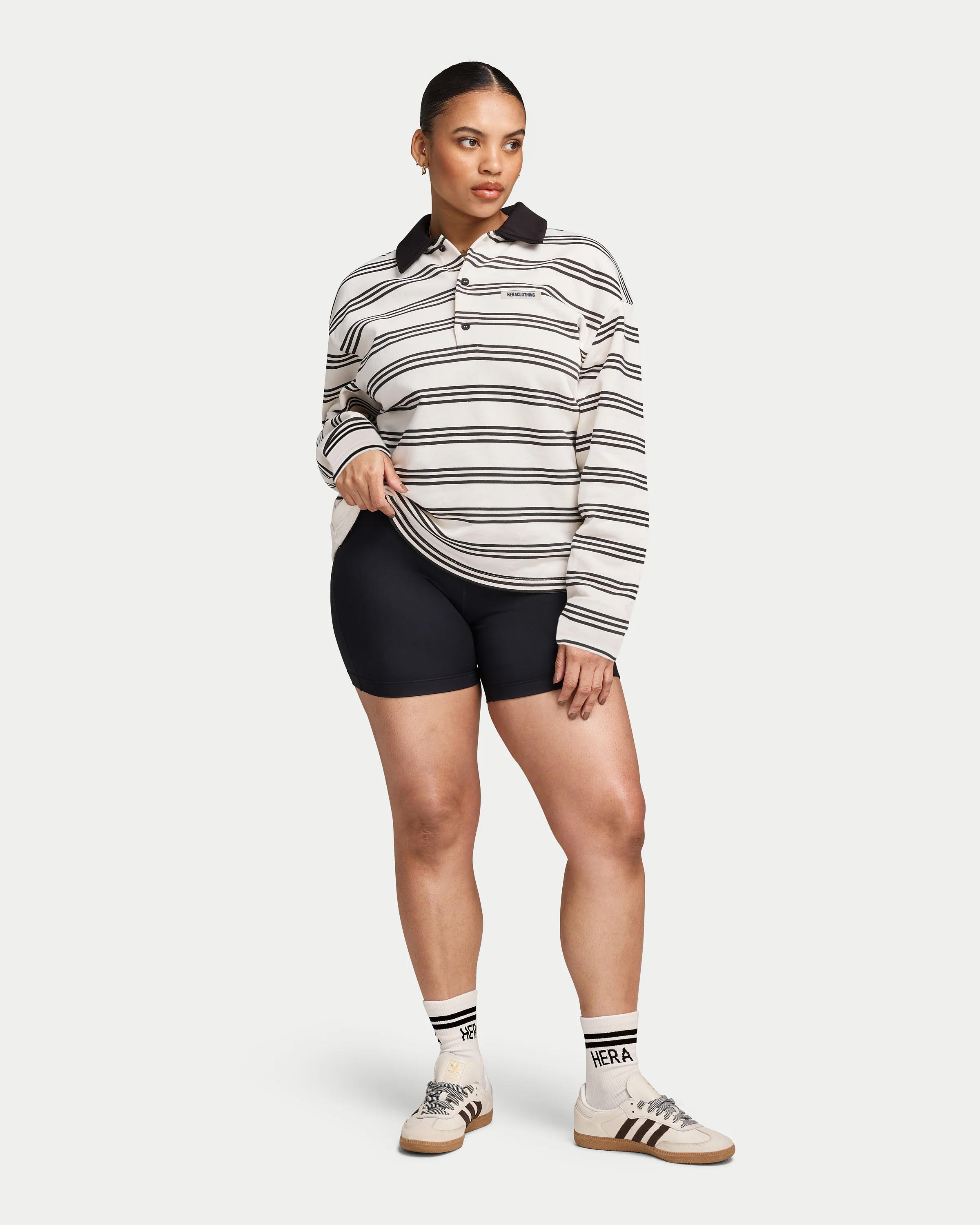 Womens Striped Rugby Polo Shirt - Image 3