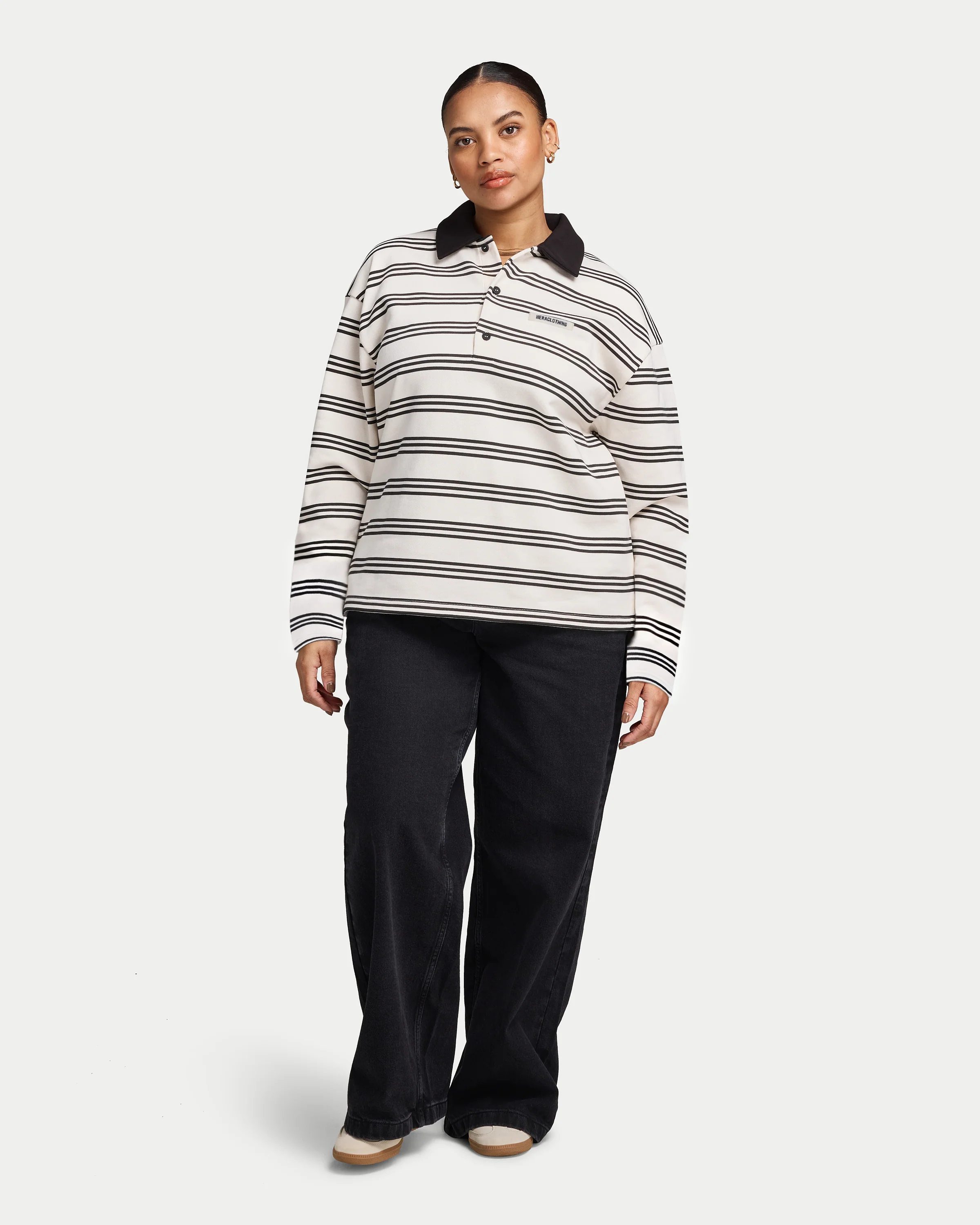 Womens Striped Rugby Polo Shirt - Image 4